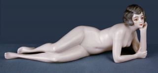 Large Dressel Kister Bathing Beauty Art Deco Nude Lady Porcelain Half Doll RARE 2