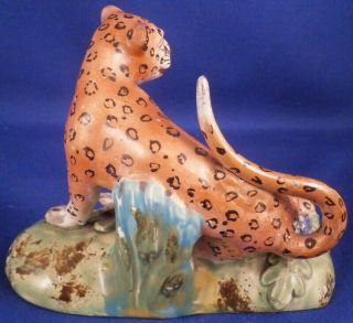 Antique 18thC Staffordshire Pearlware Leopard Figurine Figure England English 5