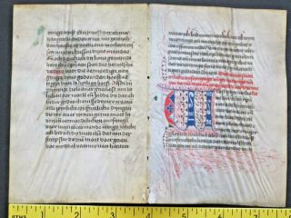 Ca.  1450 Manuscript,  Double Leaf In Dutch With Large Decorative Initial