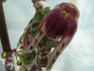 ART DECO GERMAN PORCELAIN LAMP w/HAND PAINTED WOMAN FIGURINE,  RUNNING FOX MARK 12