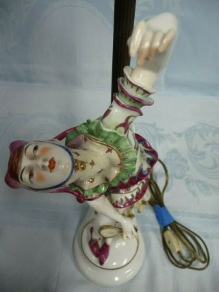 Art Deco German Porcelain Lamp W/hand Painted Woman Figurine,  Running Fox Mark