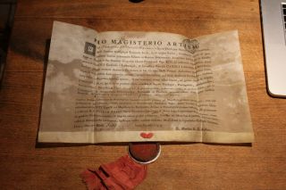 1754 Latin College Society Of Jesus Parchment Diploma Wax Seal