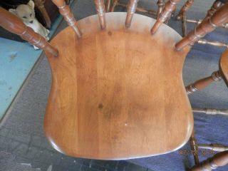 4 Vintage S.  Bent & Bros Solid hard rock maple Chairs Colonial style scoop seat 7