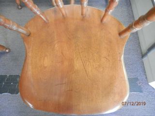 4 Vintage S.  Bent & Bros Solid hard rock maple Chairs Colonial style scoop seat 8