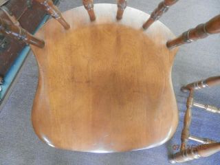 4 Vintage S.  Bent & Bros Solid hard rock maple Chairs Colonial style scoop seat 9