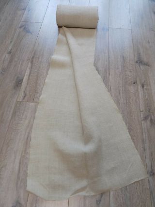 Antique Homespun Raw Flax Thin Fabric 1890s Beige 52x900cm