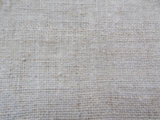 Antique homespun raw Flax thin Fabric 1890s Beige 52x900cm 7