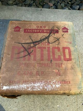 Box of 80 Vintage Matico Veined Plastic Asphalt C - 424 Asbestos 9x9 Floor Tile 4