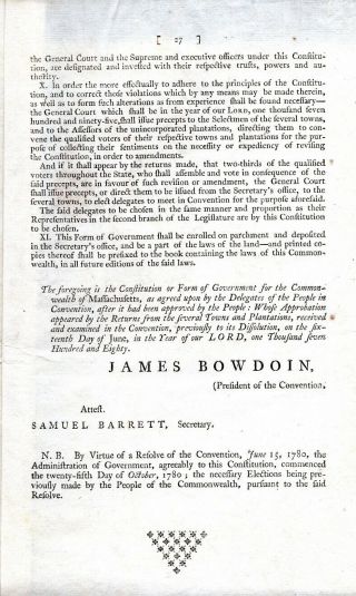 1780,  Massachusetts Constitution framed,  formed,  Governor James Bowdoin 4