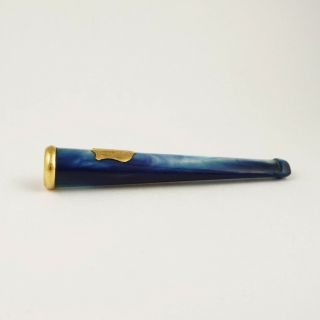 Antique French 18k Gold Mounted Blue Mother of Pearl Cigarette or Cheroot Holder 6