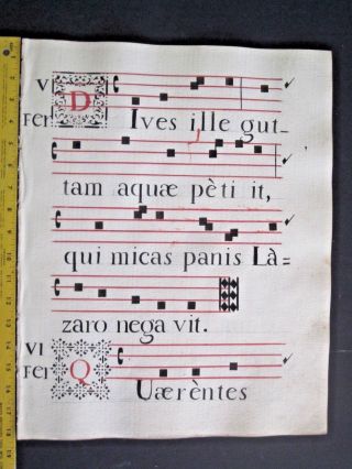 Huge Antiphonary Manuscript Quire,  Latin,  8 Leaves On Heavy Paper,  Italy,  Ca.  1750