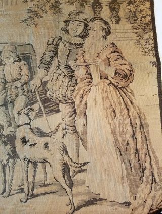 VINTAGE FRENCH TAPESTRY WALL HANGING Canal SCENE Dog ADULTS MADE IN FRANCE 9