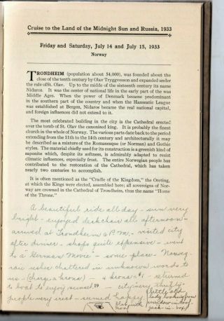 1933 Handwritten Trip Diary Land of the Midnight Sun Russia SS Reliance Icebergs 10