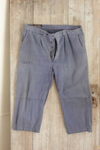 Vintage Pants French Work Chore wear denim blue large TIMEWORN 41 inch waist 3