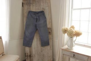 Vintage French chore work wear blue heavy trousers pants HEAVY 40 inch waist 2