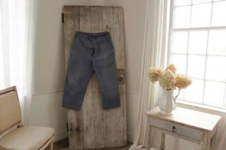 Vintage French chore work wear blue heavy trousers pants HEAVY 40 inch waist 3