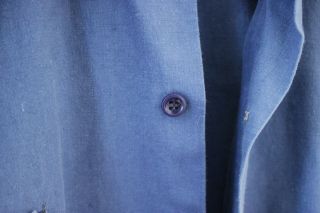 Workwear blue Antique French shirt button up WORK / CHORE wear old blouse men ' s 5