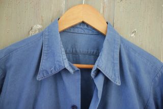 Workwear blue Antique French shirt button up WORK / CHORE wear old blouse men ' s 7