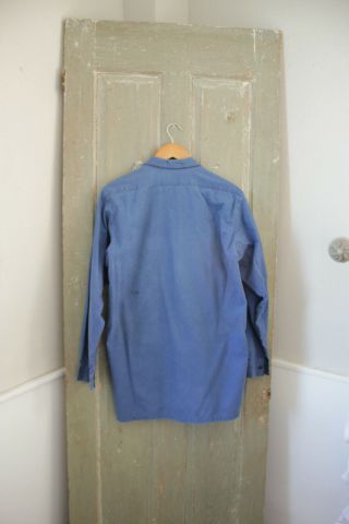 Workwear blue Antique French shirt button up WORK / CHORE wear old blouse men ' s 8