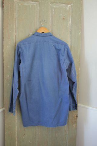 Workwear blue Antique French shirt button up WORK / CHORE wear old blouse men ' s 9