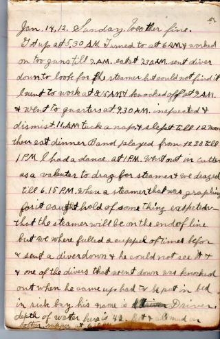 1912 Handwritten Diary Sailor on Board USS Florida Titanic USS Cyclops Pres Taft 6
