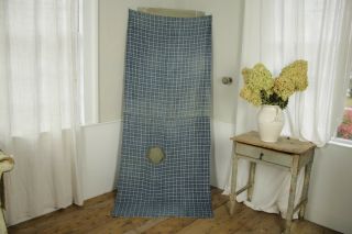 French fabric 18th century blue plaid LINEN material textile faded Indigo cloth 3