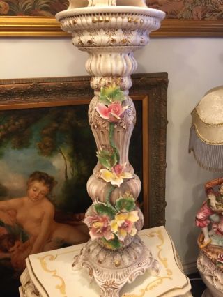 Capodimonte Italian Porcelain Vase with Pedestal Handpainted artist Rita 4