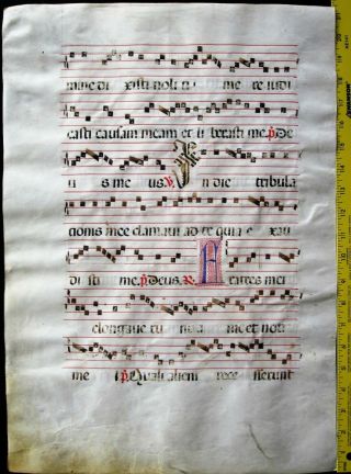 Large Medieval Music Manuscript,  Lf,  Vellum,  handptd.  Initials,  c.  1480,  00 2