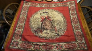 Antique Cochranes Turkey Red Handkerchief,  Bandana,  Scarf Coming Through The Rye