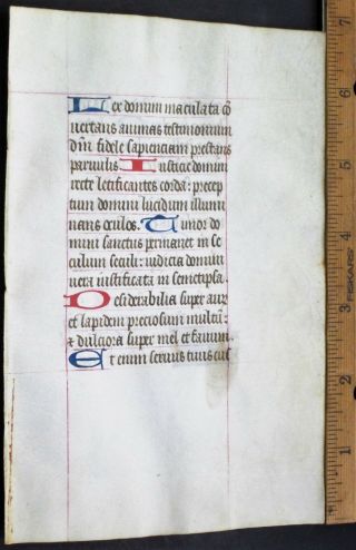 Medieval Illuminated Manuscript Lf,  Vellum,  BoH.  Deco.  Gold heightened Init.  ca.  1460 2