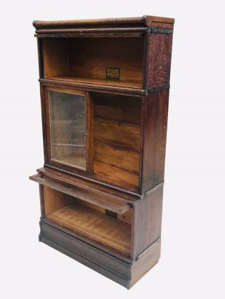 19th C Globe Wernicke Antique Oak Barrister Stacking Bookcase Xl " E " Base