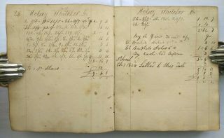 HANDWRITTEN LEDGER OF ASH MERCHANT Work Diary/Canandaigua/Ontario County NY 1825 10
