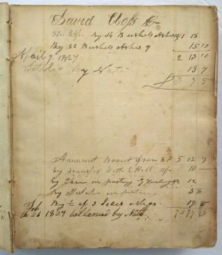 HANDWRITTEN LEDGER OF ASH MERCHANT Work Diary/Canandaigua/Ontario County NY 1825 6