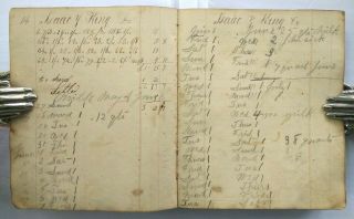 HANDWRITTEN LEDGER OF ASH MERCHANT Work Diary/Canandaigua/Ontario County NY 1825 8