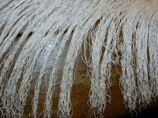 Large Antique Beige Silk Piano Shawl With Fringe Floral Embroidery 10