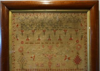 EARLY 19TH CENTURY HOUSE,  MOTIF & VERSE SAMPLER BY ANN BIRD - 1835 2