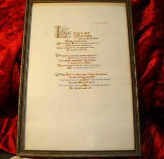 Antique Illuminated Poem - Love Bade Me Welcome By George Herbert - 17th Century
