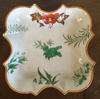 Antique 18th 19th Century Creamware Pearlware Square Dessert Dish Plate Platter