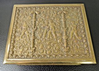 Erhard & Sohne Jugendstil Art Nouveau Bronze Jewelry Humidor Cigar Box Cherubs 5