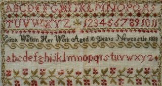 EARLY/MID 19TH CENTURY ALPHABET & MOTIF SAMPLER BY ELIZA WATKIN AGED 10 - 1838 8