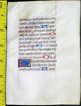 Medieval Illuminated Manuscript Lf,  Boh.  Gold Init.  Psalm 130,  De Profundis,  Ca.  1460