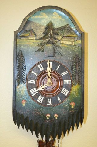 Antique German Black Forest Hand Painted Cuckoo Clock