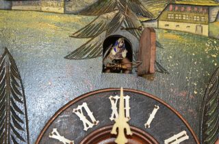 ANTIQUE GERMAN BLACK FOREST HAND PAINTED CUCKOO CLOCK 3