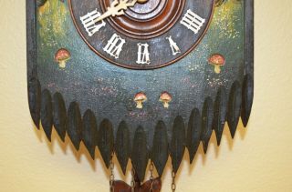 ANTIQUE GERMAN BLACK FOREST HAND PAINTED CUCKOO CLOCK 5