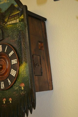 ANTIQUE GERMAN BLACK FOREST HAND PAINTED CUCKOO CLOCK 7