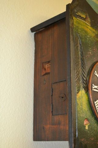 ANTIQUE GERMAN BLACK FOREST HAND PAINTED CUCKOO CLOCK 8