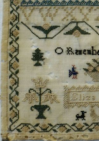 SMALL EARLY/MID 19TH CENTURY ALPHABET & MOTIF SAMPLER BY ELIZA WORS - c.  1840 6