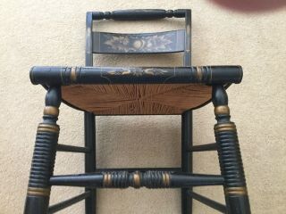 Hitchcock SIGNED PILLOW BACK STENCILLED BLACK - RUSH SEAT SIDE CHAIR - Exc.  Cond. 11