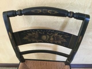 Hitchcock SIGNED PILLOW BACK STENCILLED BLACK - RUSH SEAT SIDE CHAIR - Exc.  Cond. 2