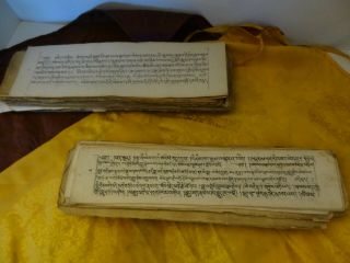 Antique Mongolian Tibetan Buddhist Various Manuscript Leaves Bundle